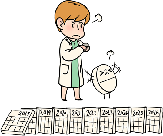 Cartoon scientist near a big pile of money